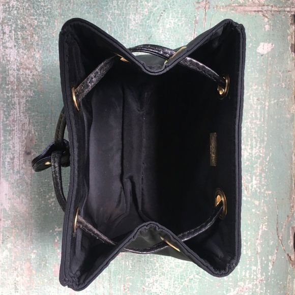 Lancel Paris black quilted mini bag pouch leather drawstring bag made in Italy​ - Picture 8 of 13